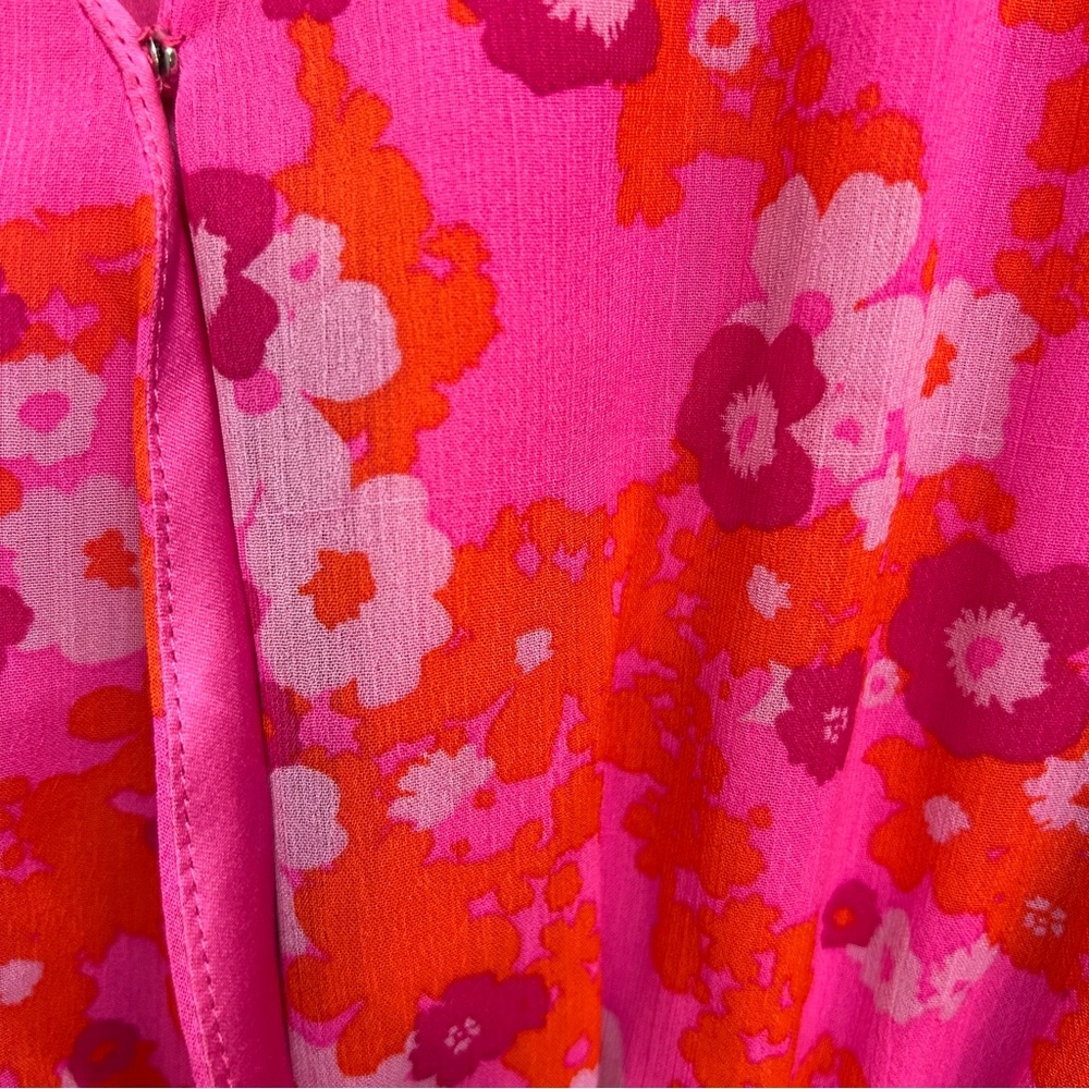 Sugarlips Hot Pink Floral Surplice Ruffle Dress - Picture 16 of 16